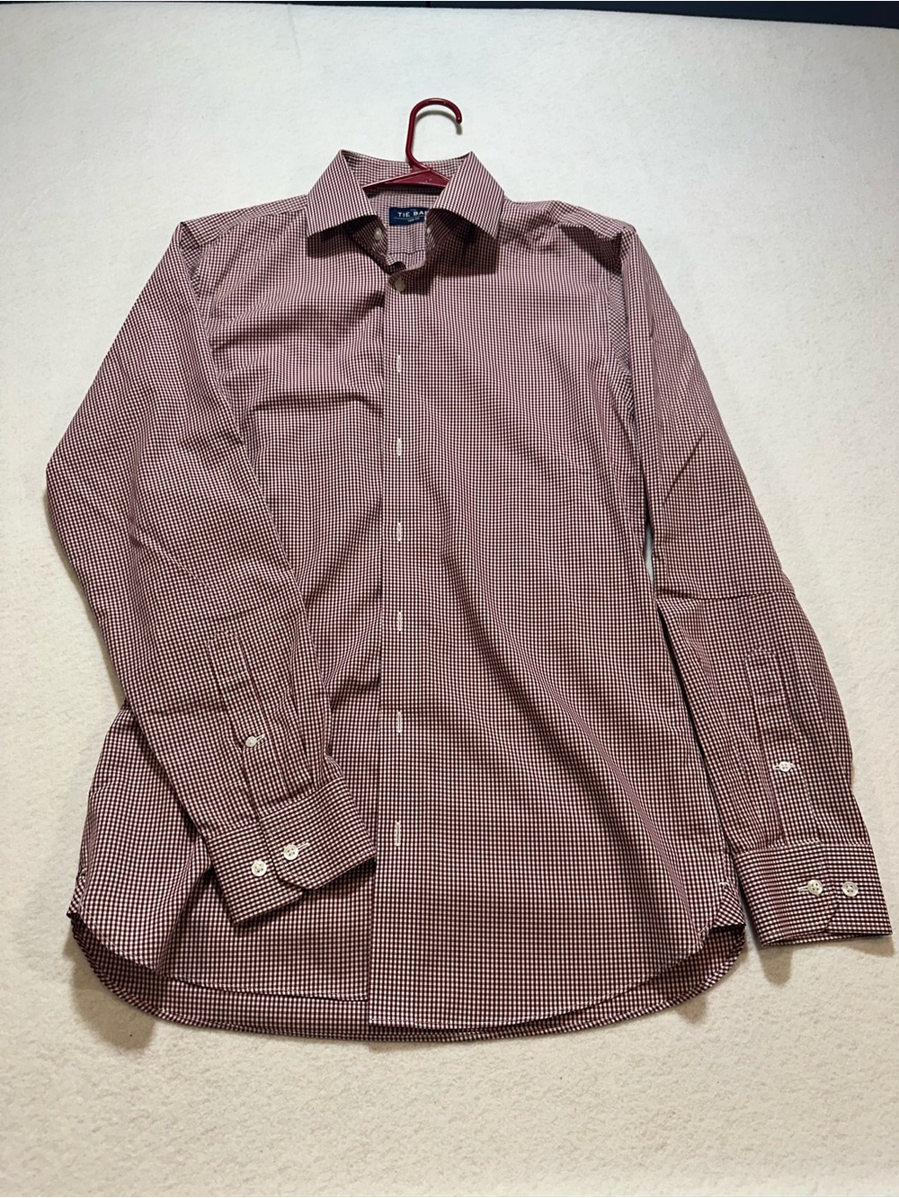 The Tie Bar Burgundy Gingham Dress Shirt